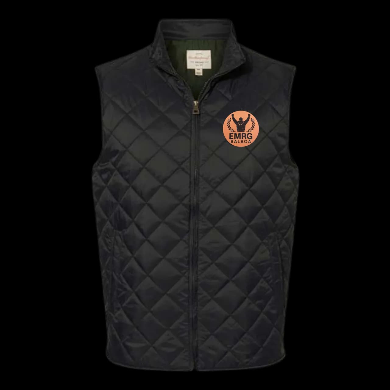 EMRG Balboa Vintage Diamond Quilted Vest With Leather Patch