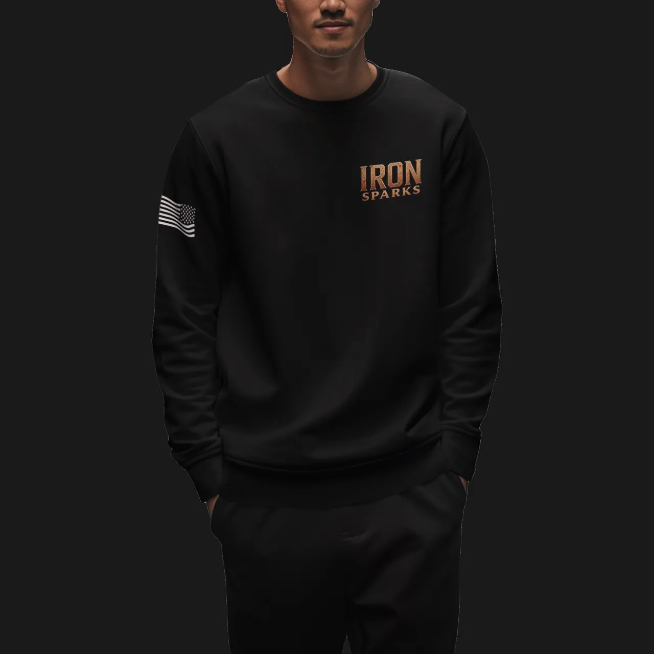 Iron Sparks Black Crewneck