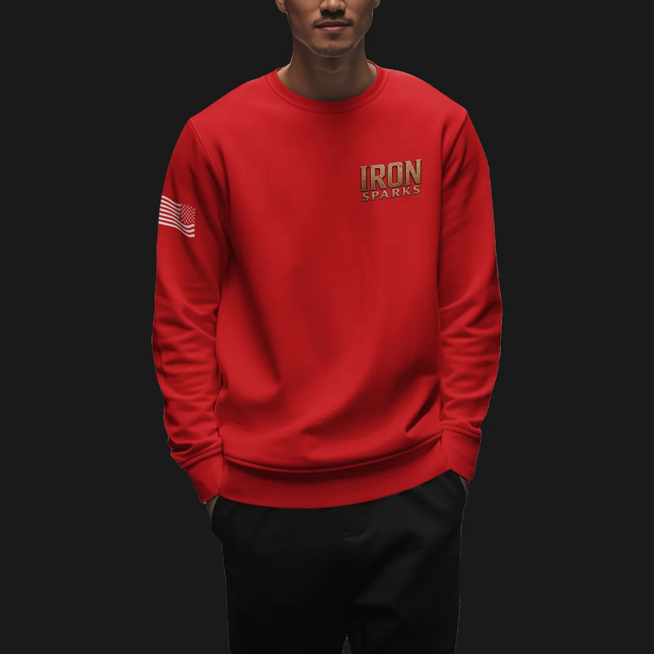 Iron Sparks Red Crewneck