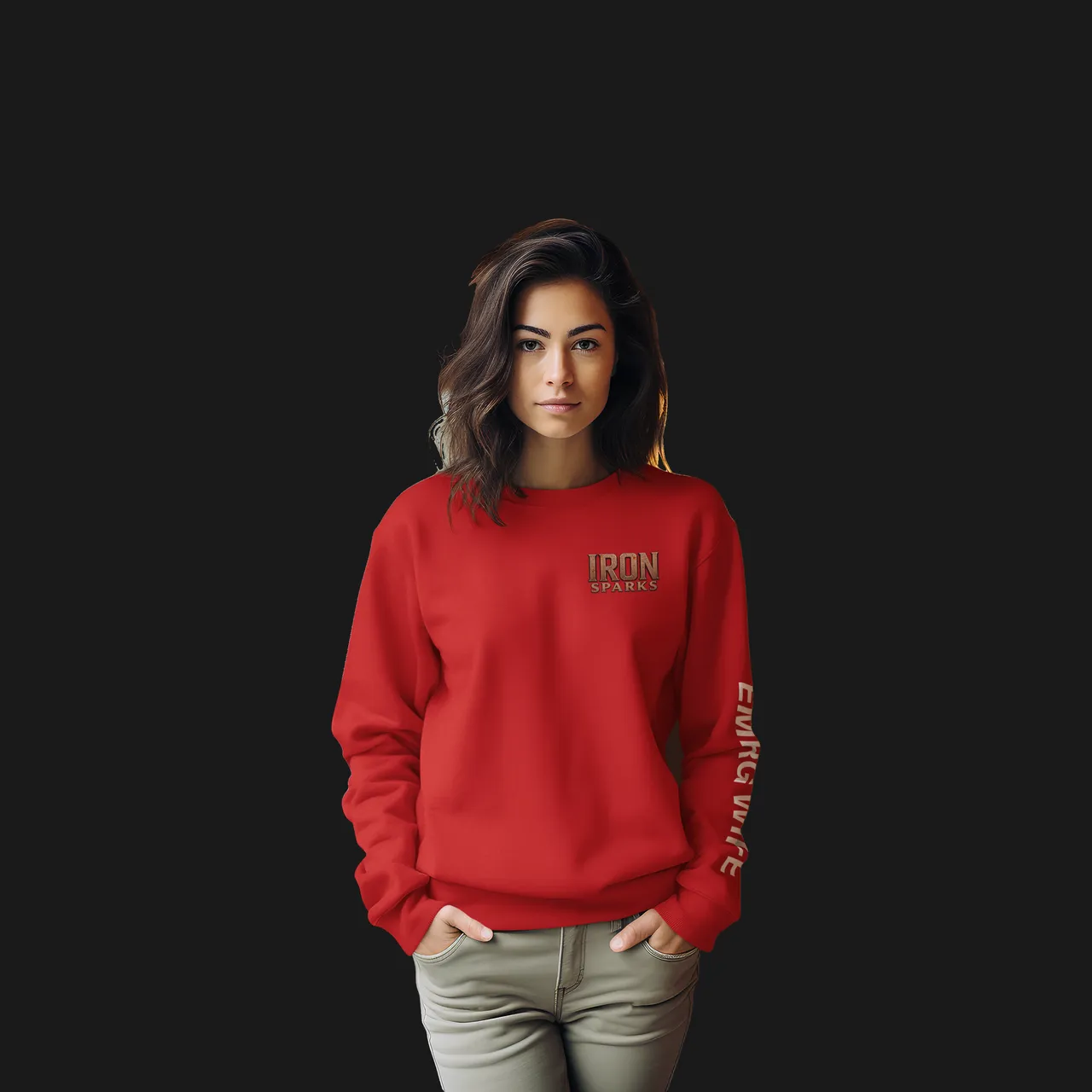 Iron Sparks WIFE Red Crewneck